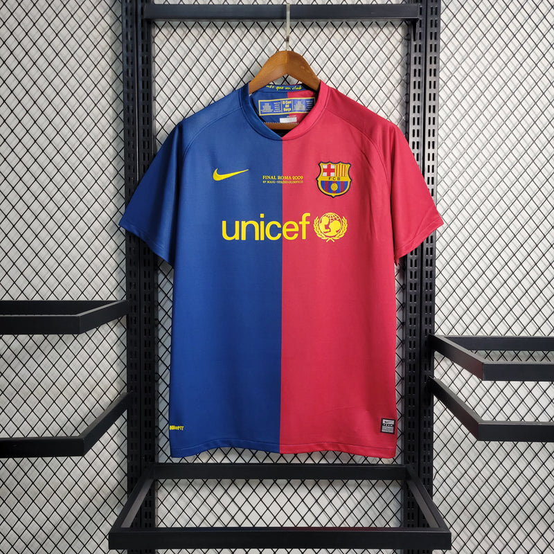 Camisa Barcelona Home 08/09 Retrô - Vermelha e azul