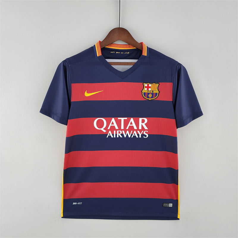 Camisa Barcelona Home 15/16 Retrô - Vermelha e azul