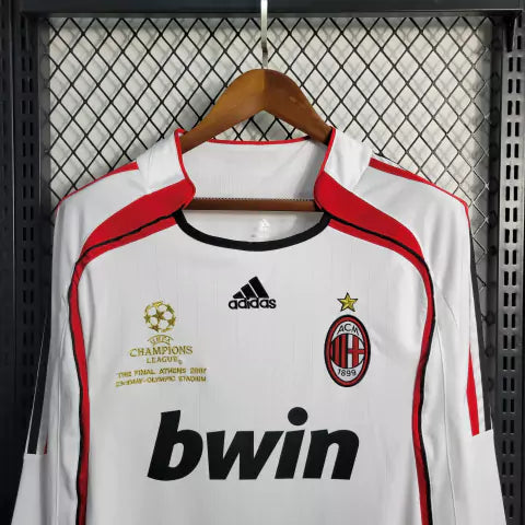 Camisa Milan Away 06/07 Retrô Manga Longa - Branca