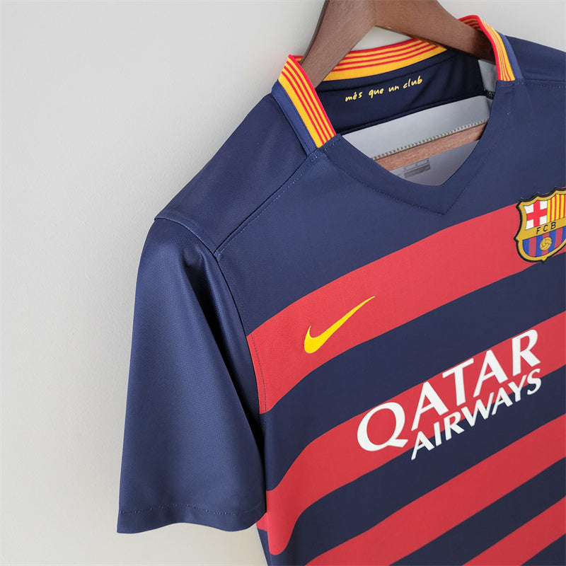 Camisa Barcelona Home 15/16 Retrô - Vermelha e azul