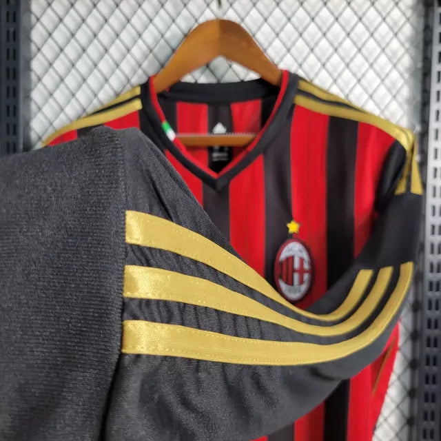 Camisa Milan Home 13/14 Retrô Manga Longa - Vermelha e Preta