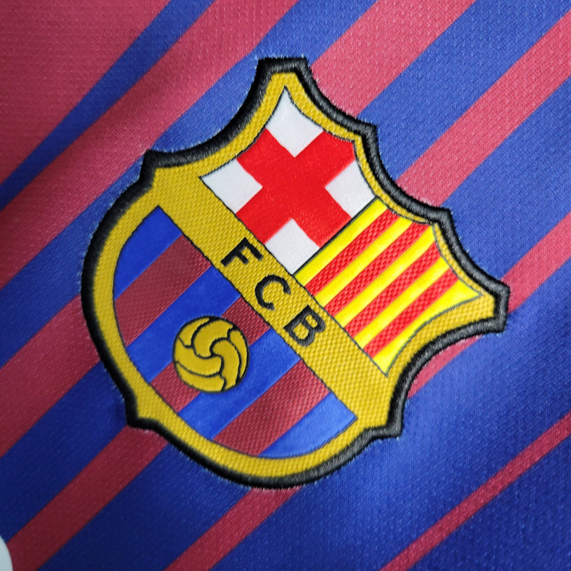 Camisa Barcelona 17/18 Retrô - Vermelha e azul