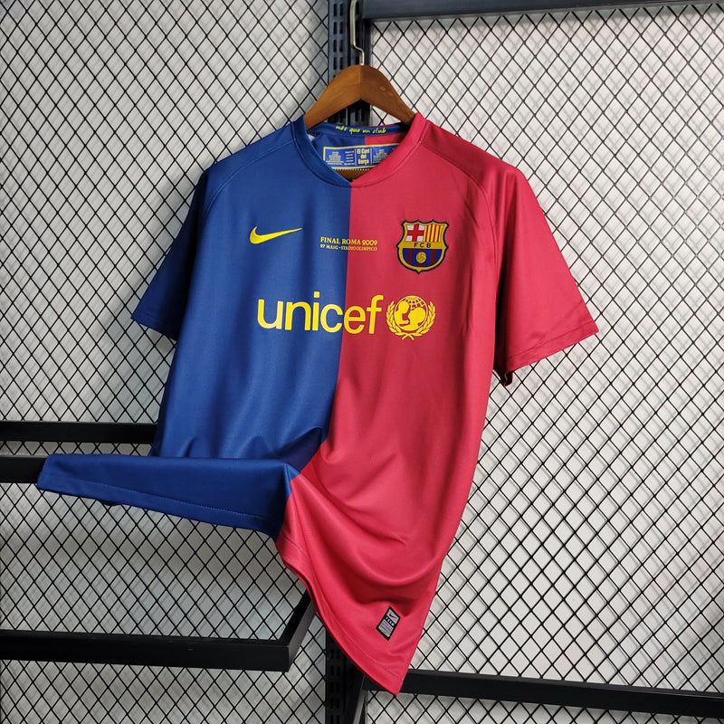 Camisa Barcelona Home 08/09 Retrô - Vermelha e azul