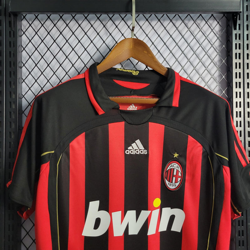 Camisa Milan Home 06/07 Retrô - Vermelha e Preta